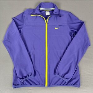 Nike Track Jacket Womens Medium Purple Neon Yellow Dri-Fit Full Zip 484717-422